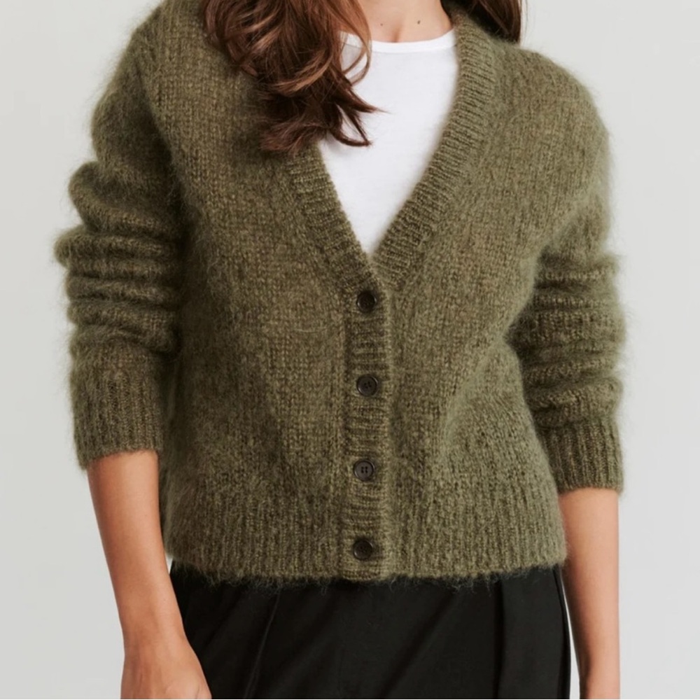 Jenni Kayne Mohair Boyfriend Cardigan Olive Size XS